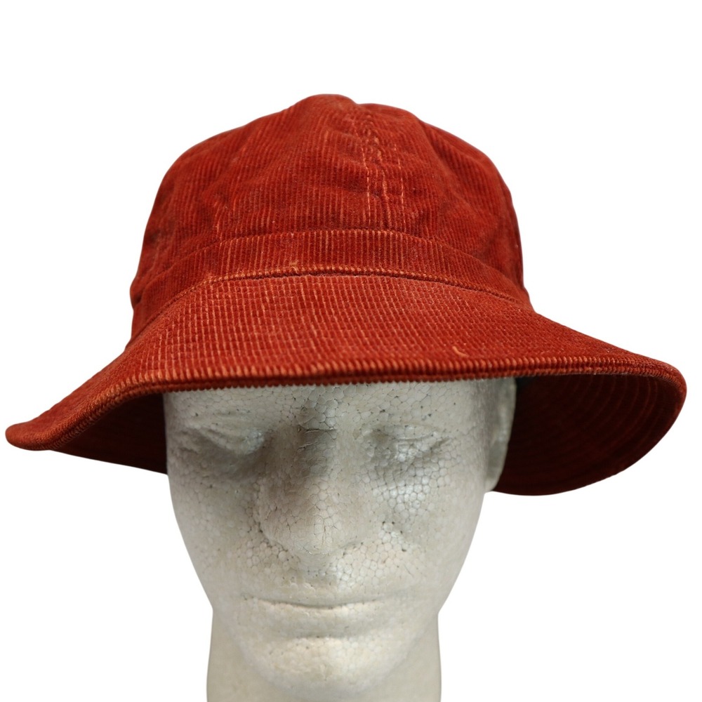 Vintage 60s Corduroy Bucket Hat Men S/M Burnt Orange Wide Wale Casual Streetwear